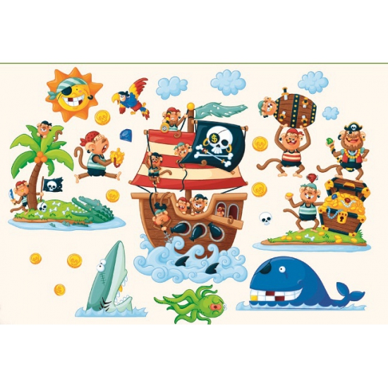 Muurstickers piraten eiland