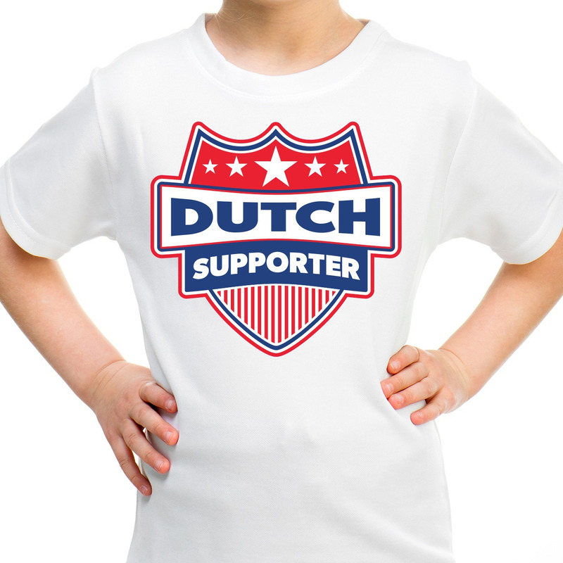Nederland - Dutch schild supporter t-shirt wit voor kinder