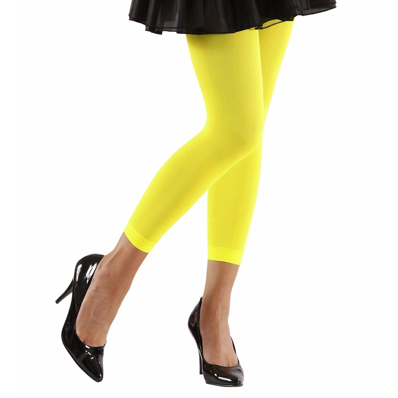 Neon gele carnaval verkleed legging voor dames