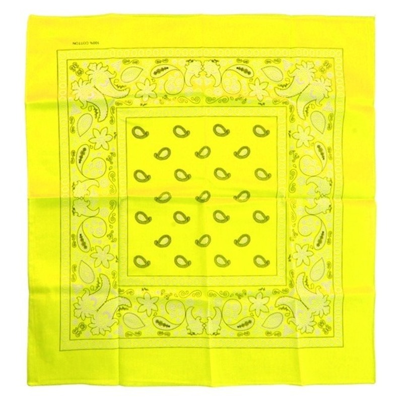 Neon gele zakdoek bandana 53 x 53 cm