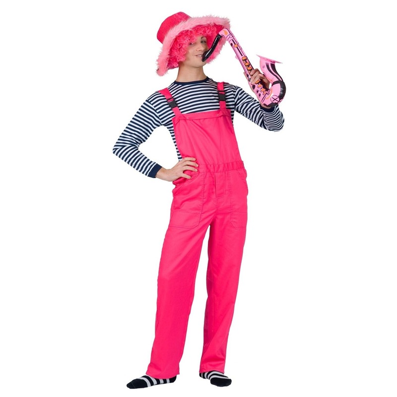 Neon roze tuinbroek verkleedkleding voor volwassenen