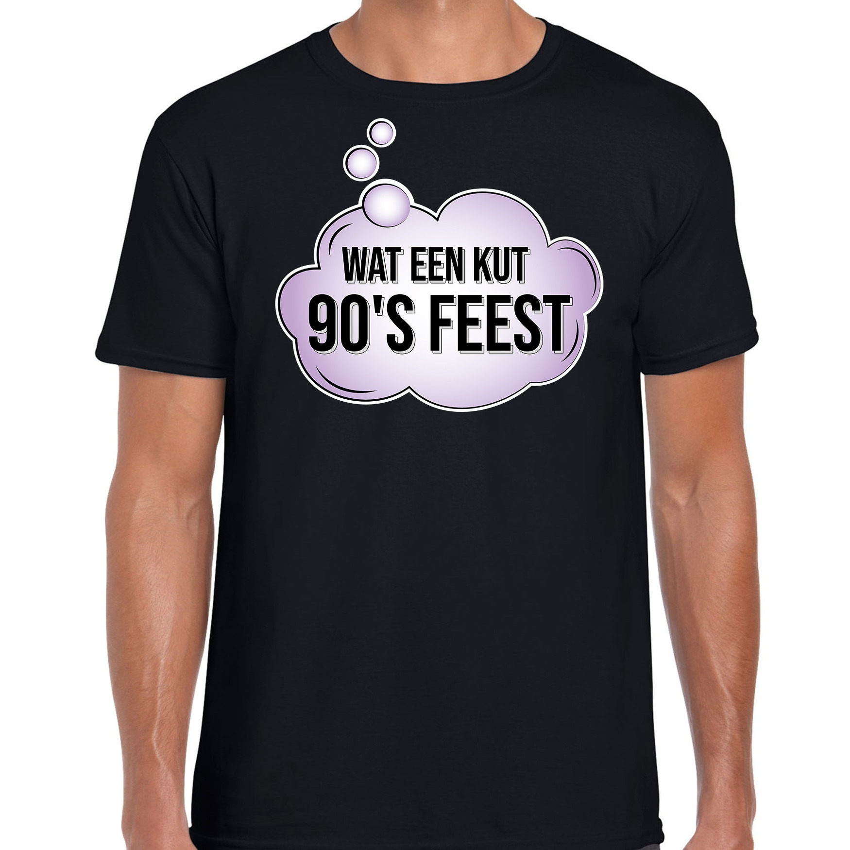Nineties party / wat een kut 90s feest fun tekst t-shirt zwart voor heren