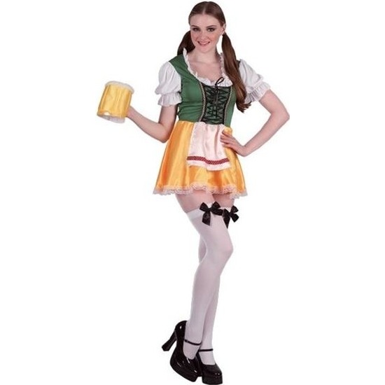 Oktoberfest - Groene/gele Tiroler dirndl verkleed kostuum/jurkje voor dames