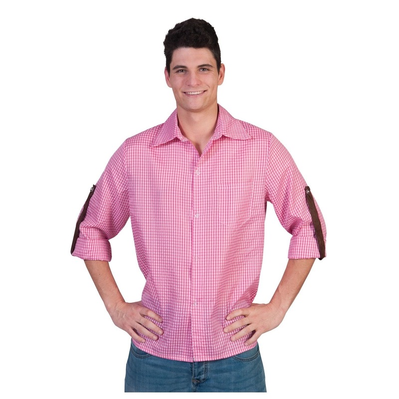 Oktoberfest - Roze geruite blouse voor heren
