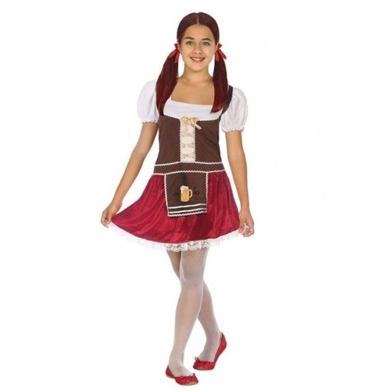 Oktoberfest - Tiroler verkleed jurk bruin/rood voor meisjes