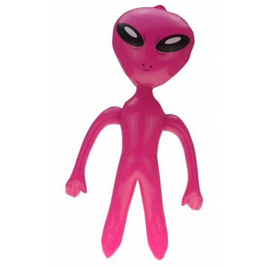 Opblaasbare Alien roze 64 cm