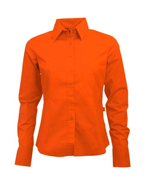 Oranje katoenen blouse voor dames met lange mouwen