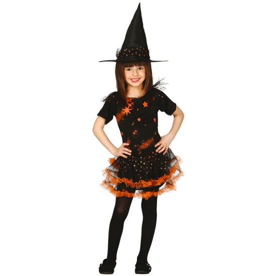 Oranje heksen jurk kinderen