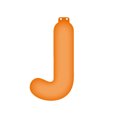 Oranje opblaas letter J