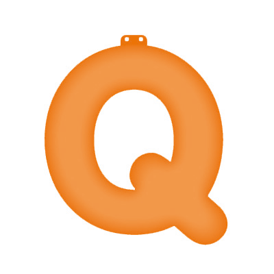 Oranje opblaas letter Q