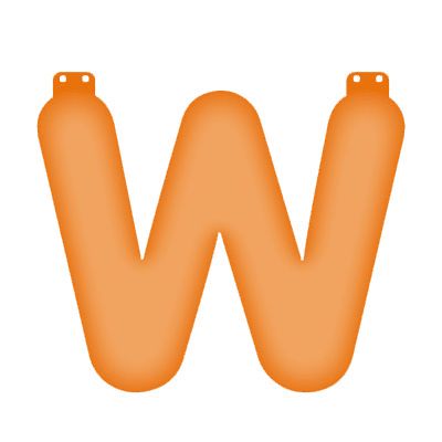 Oranje opblaas letter W