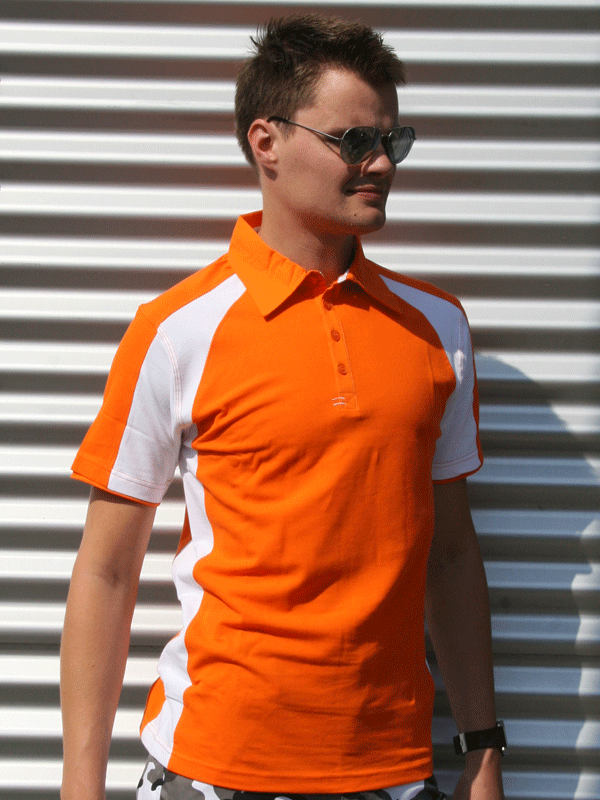 Oranje polo shirts van 100% katoen met kraag