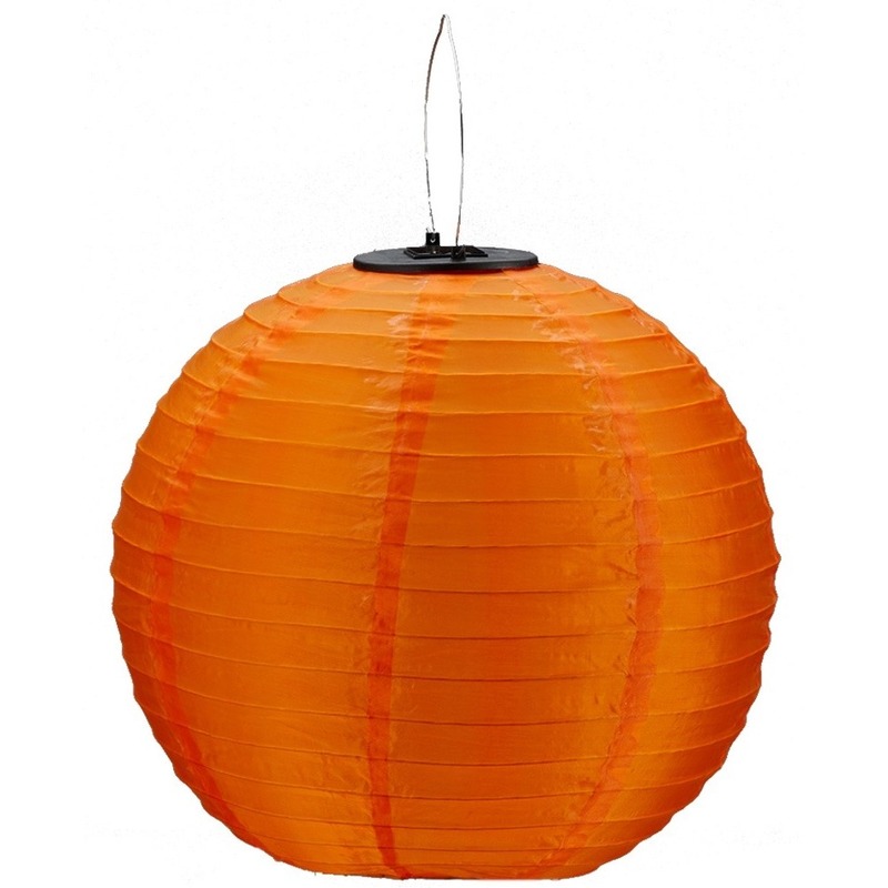 Oranje solar party lampionnen 30 cm