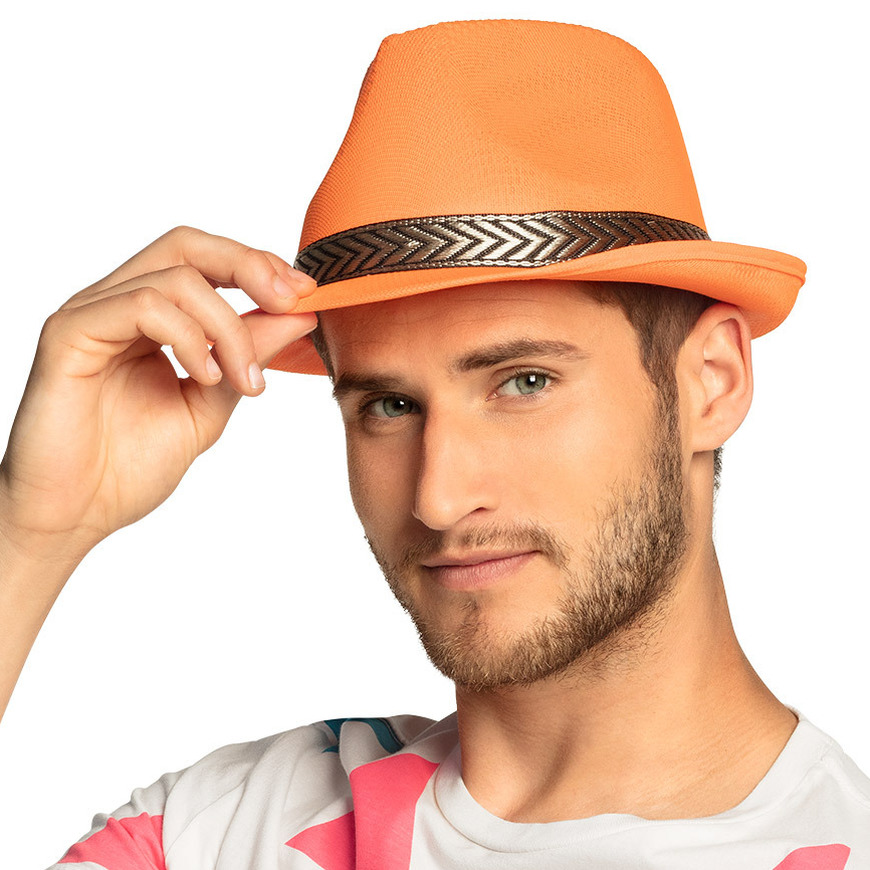 Oranje trilby hoed voor volwassenen