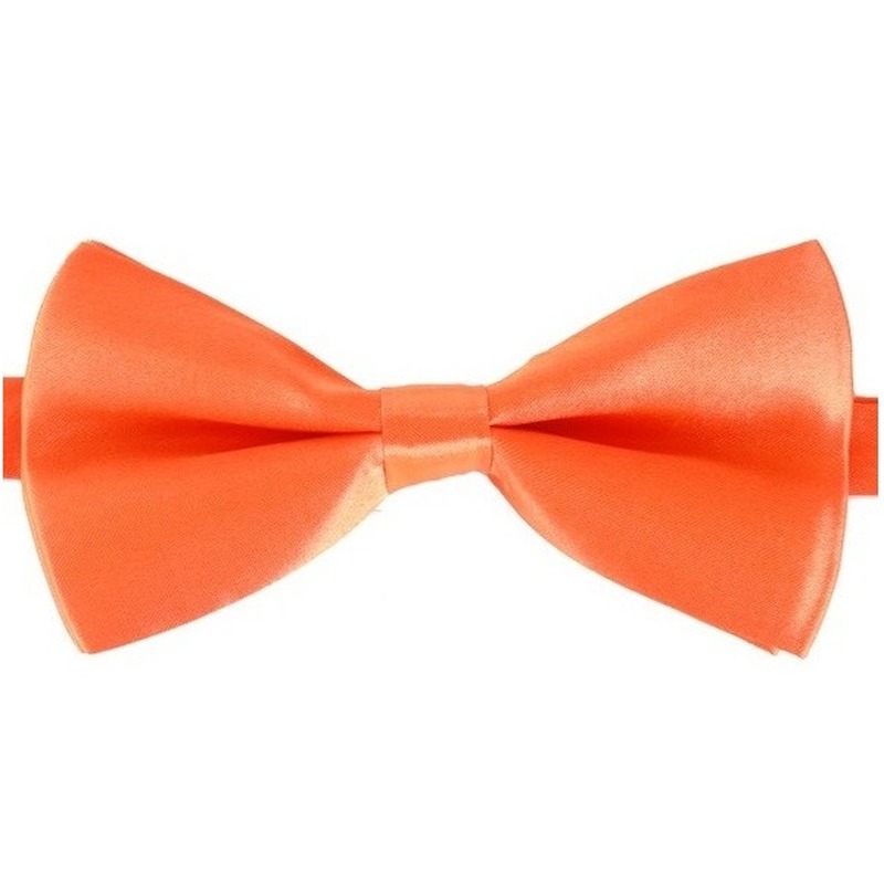 Oranje verkleed vlinderstrikje 14 cm voor dames/heren