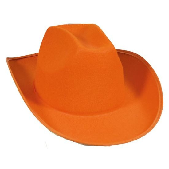 Oranje vilten cowboyhoed voor volwassenen