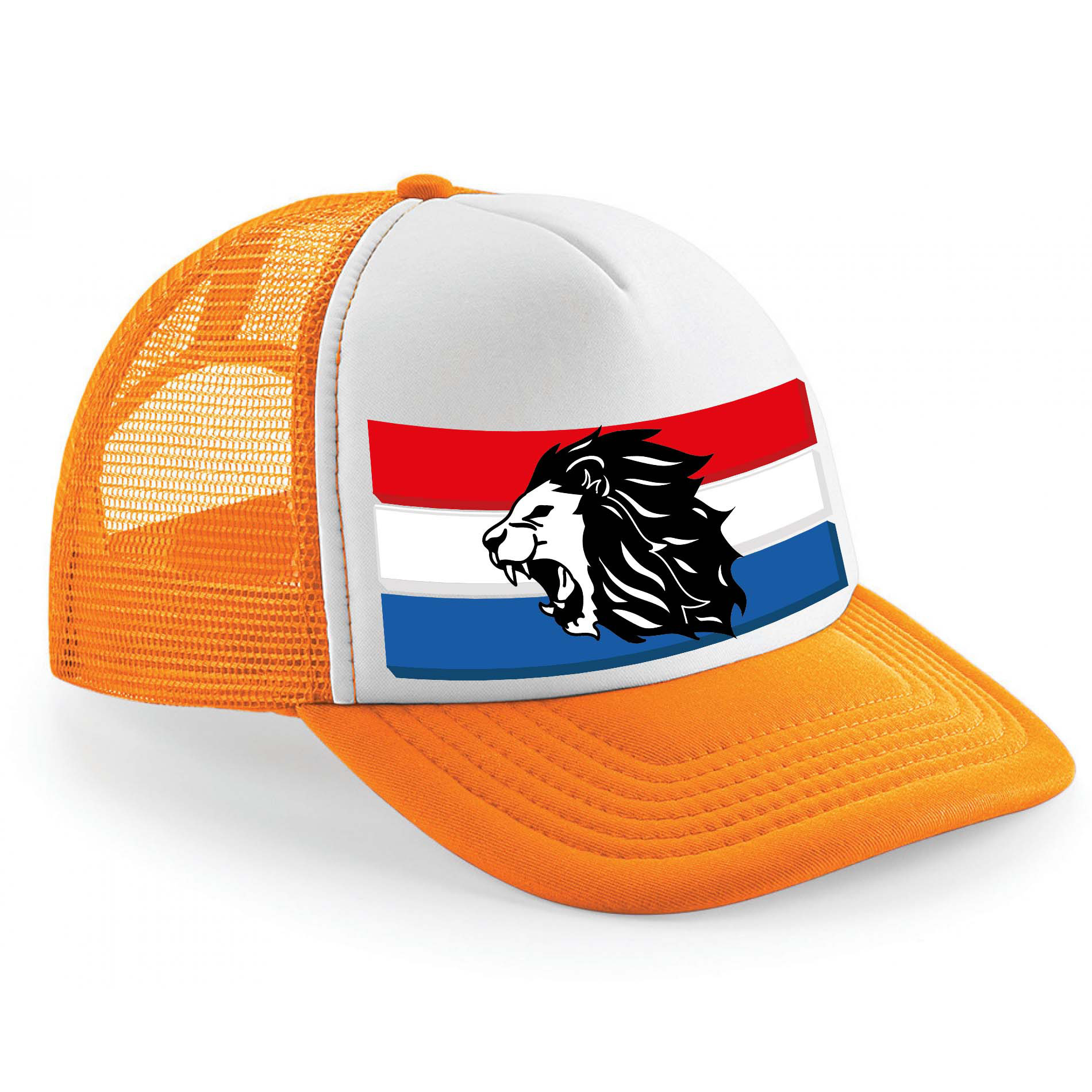 Oranje/ wit Holland leeuw snapback cap/ truckers pet dames en heren - Koningsdag/ EK/ WK petjes