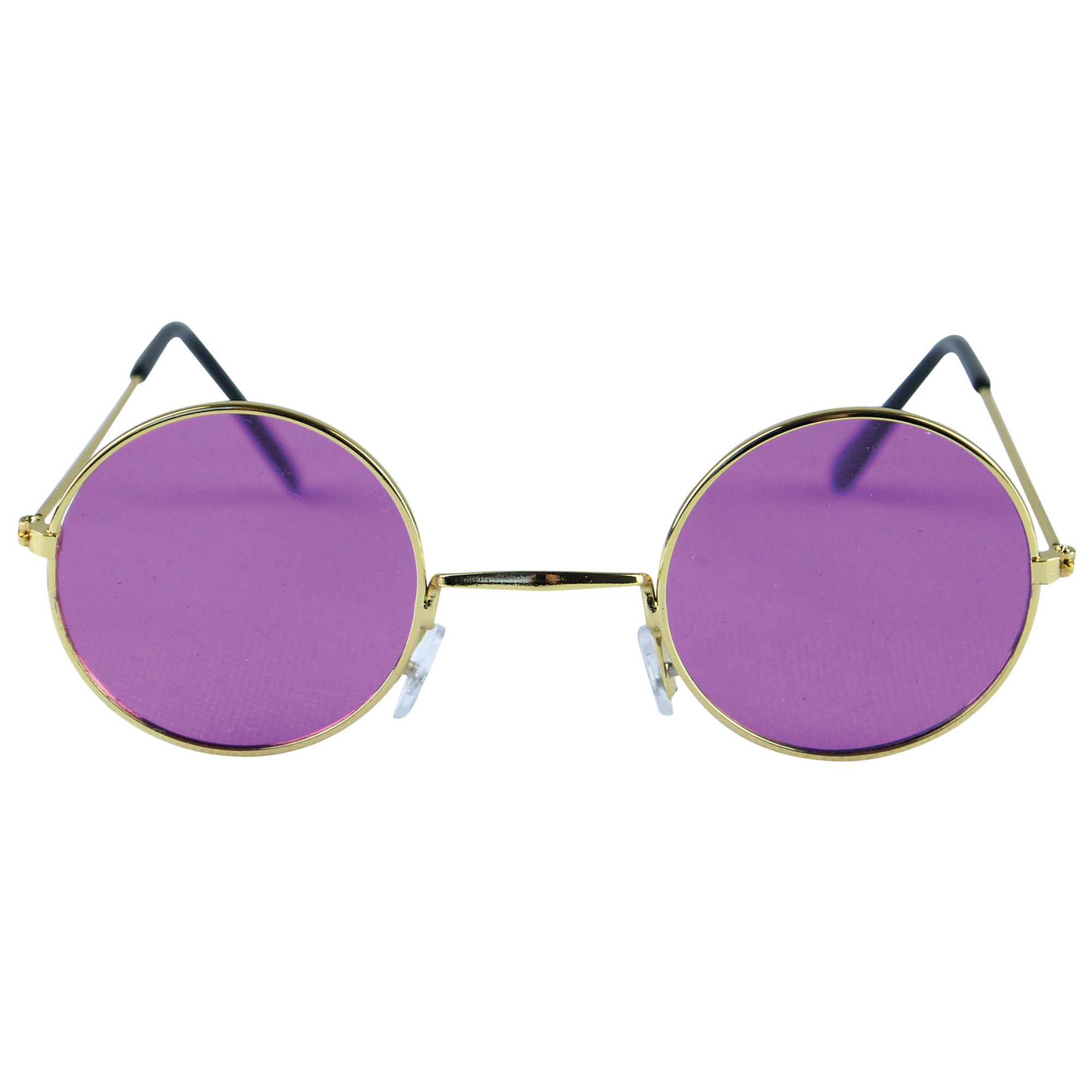 Paarse hippie flower power zonnebril met ronde glazen