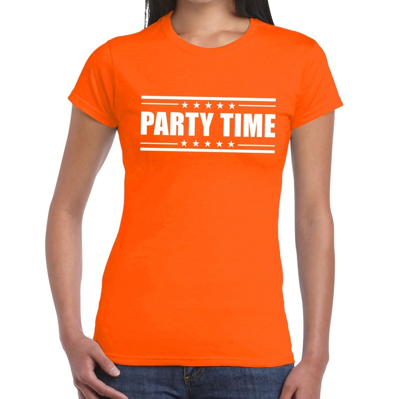 Party time t-shirt oranje dames