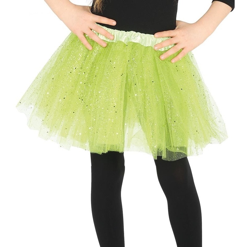 Petticoat/tutu verkleed rokje lime groen glitters voor meisjes
