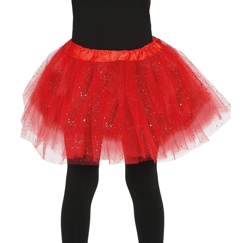 Petticoat/tutu verkleed rokje rood glitters 31 cm voor meisjes