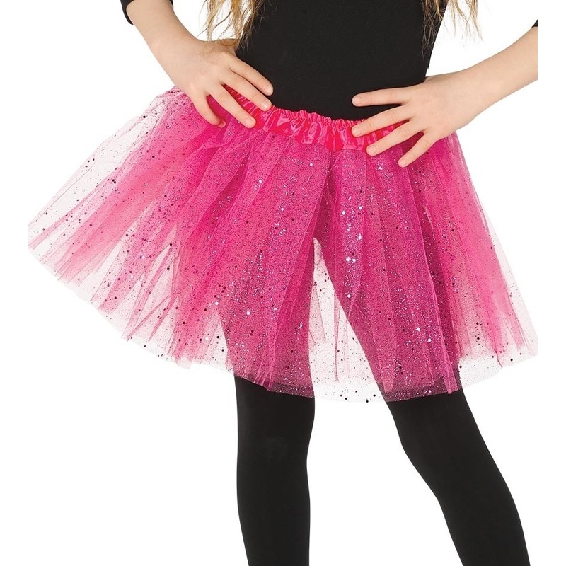 Petticoat/tutu verkleed rokje roze glitters 31 cm voor meisjes