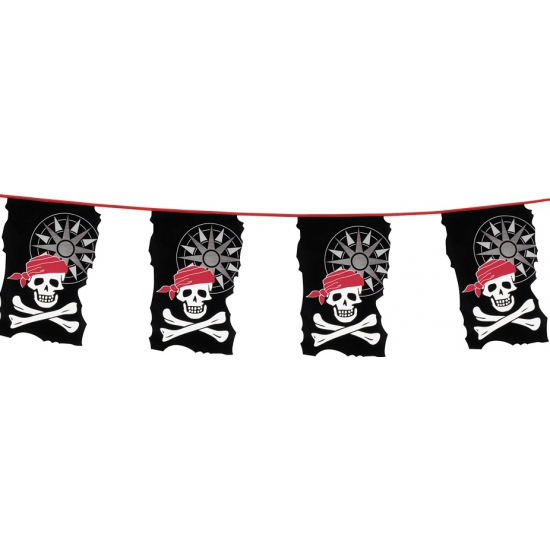 Piraten thema vlaggenlijnen doodshoofd 10 meter