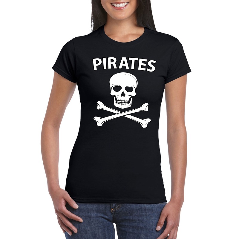 Piraten verkleed shirt zwart dames