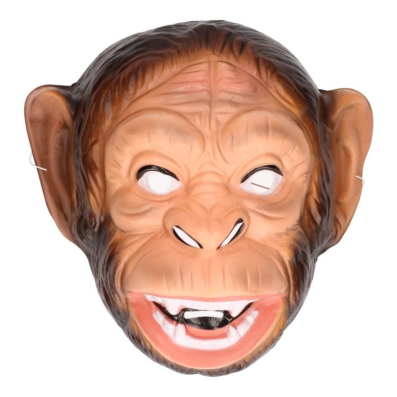 Plastic apen dieren verkleed masker voor volwassenen