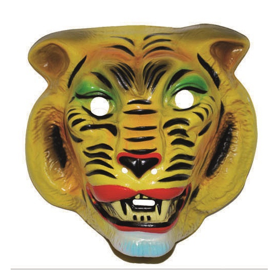 Plastic gele tijger masker voor volwassenen