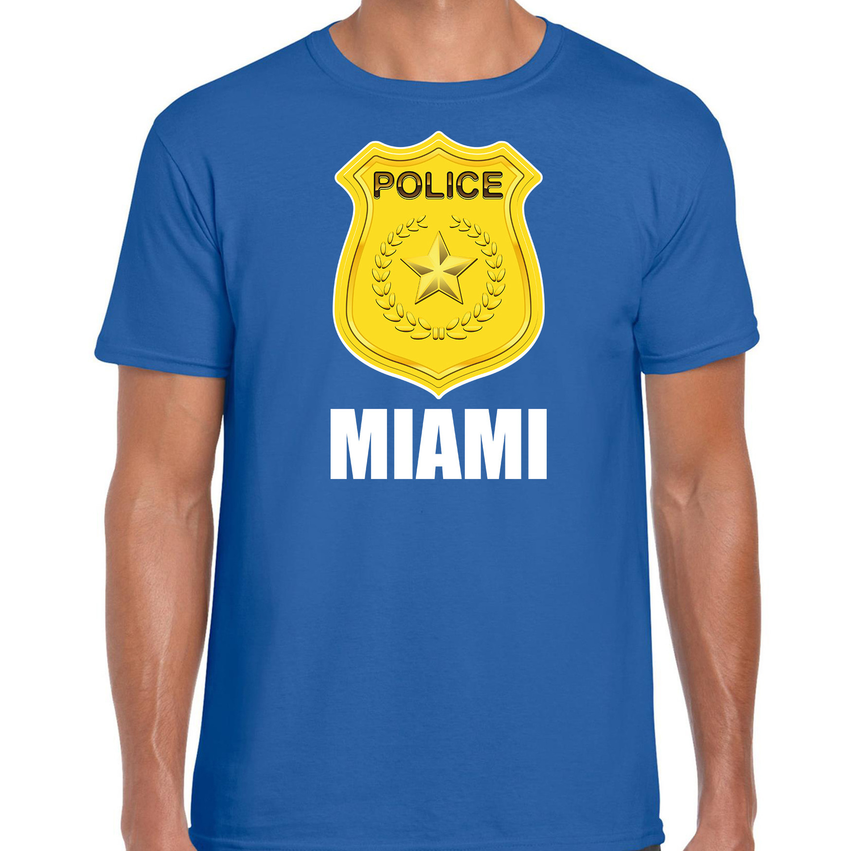 Police / politie embleem Miami verkleed t-shirt blauw voor heren