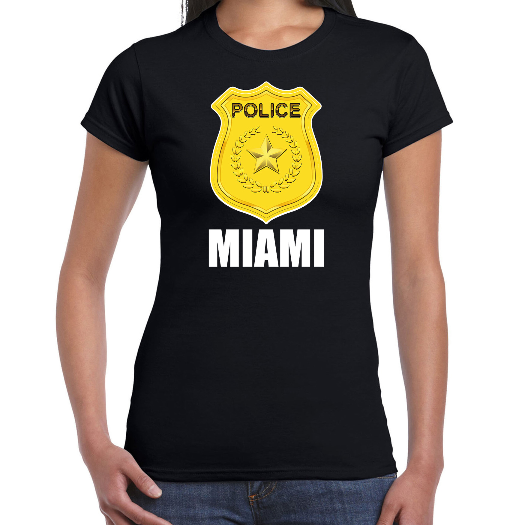 Police / politie embleem Miami verkleed t-shirt zwart voor dames