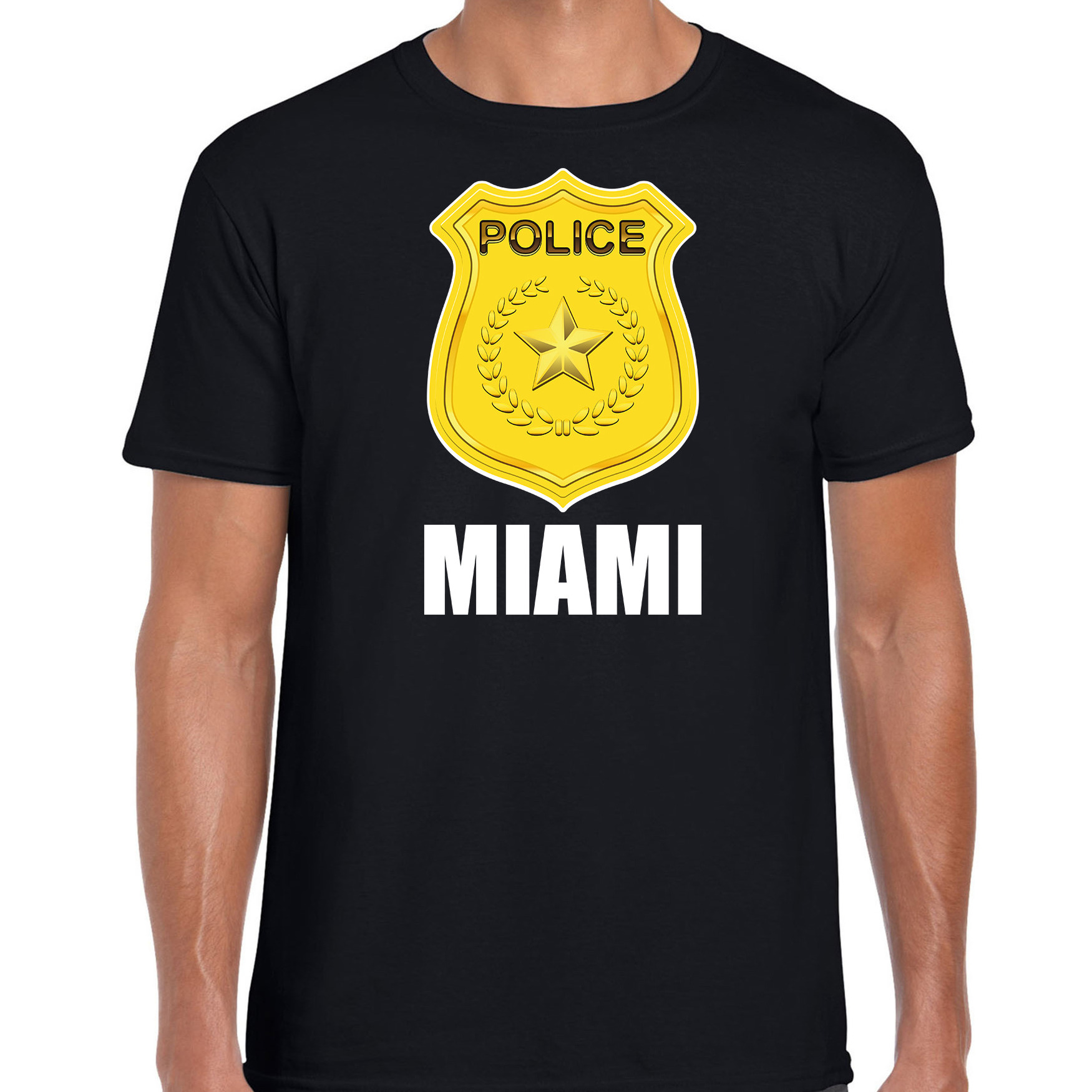 Police / politie embleem Miami verkleed t-shirt zwart voor heren