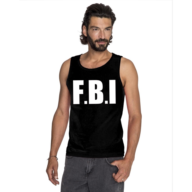 Politie FBI tekst singlet shirt/ tanktop zwart heren
