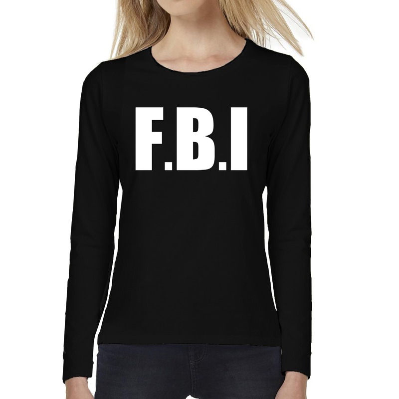 Politie FBI tekst t-shirt long sleeve zwart voor dames