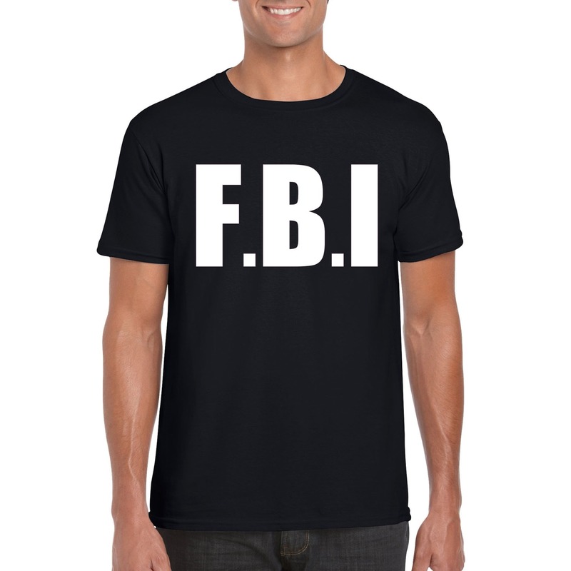 Politie FBI tekst t-shirt zwart heren
