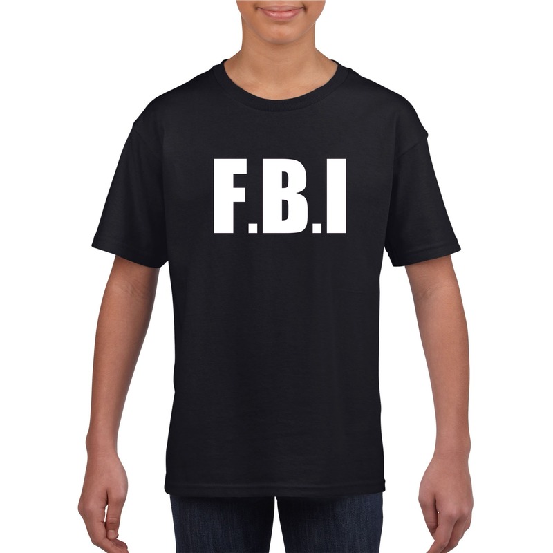Politie FBI tekst t-shirt zwart kinderen