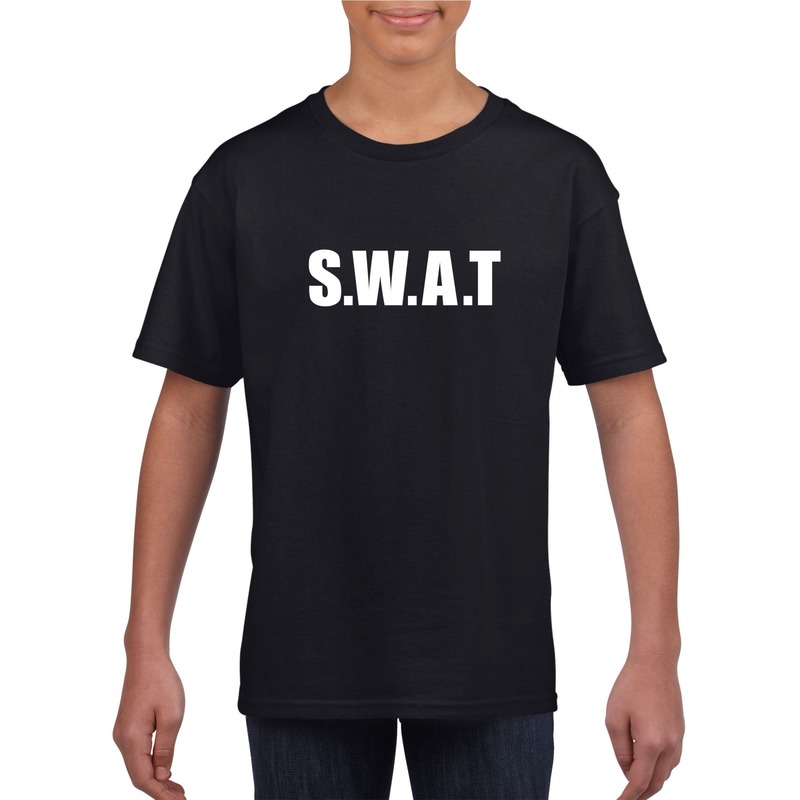 Politie SWAT tekst t-shirt zwart kinderen