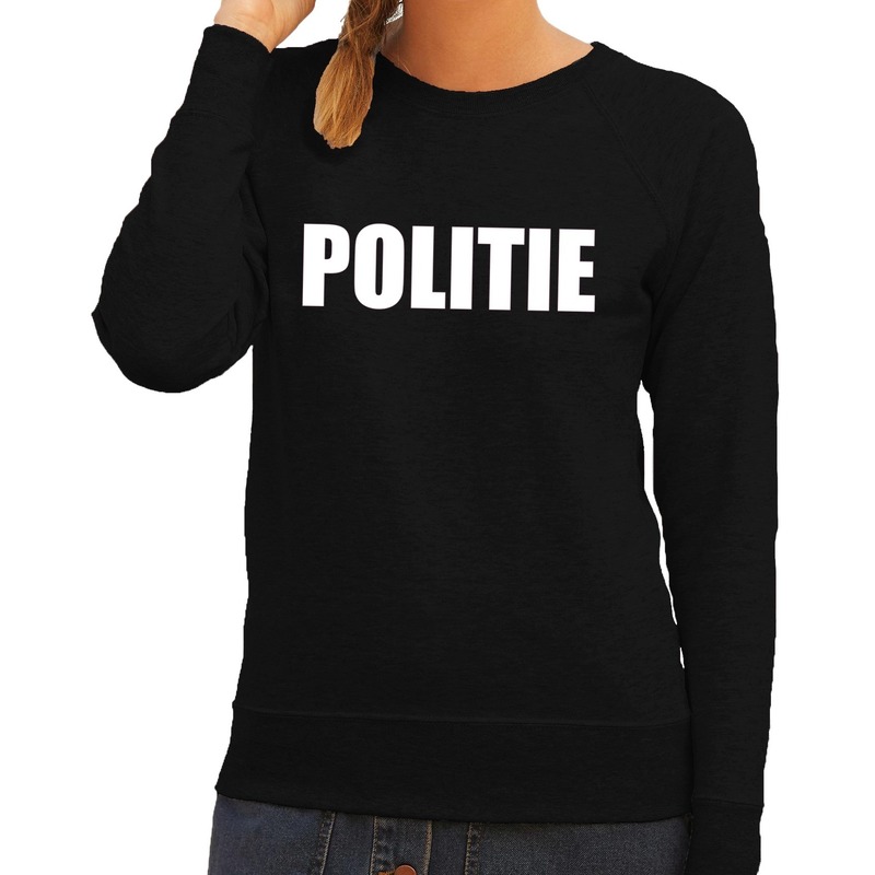 Politie tekst sweater - trui zwart voor dames