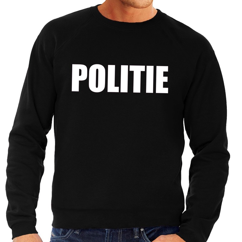 Politie tekst sweater - trui zwart voor heren