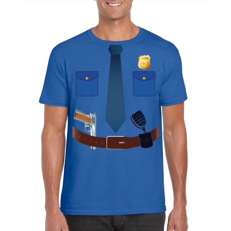 Politie uniform kostuum t-shirt blauw voor heren