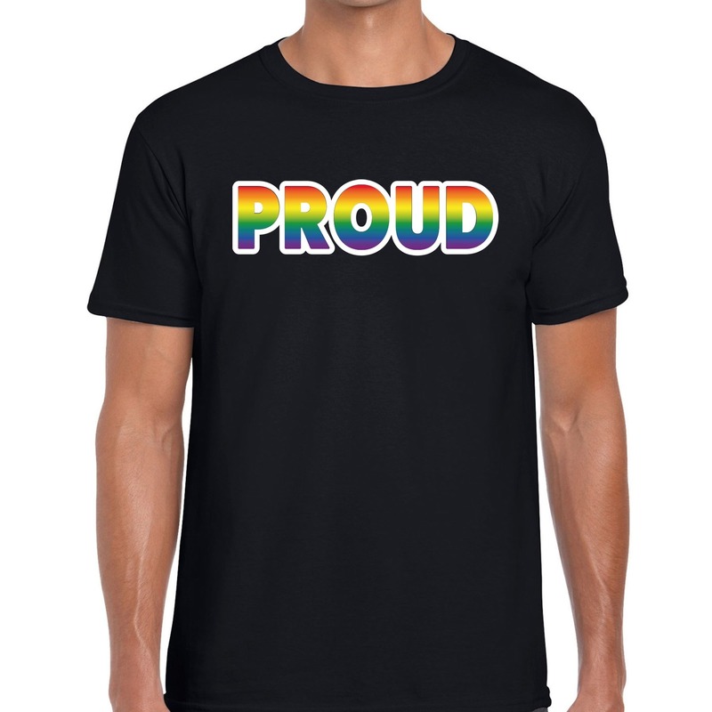 Proud regenboog gay pride shirt zwart voor heren