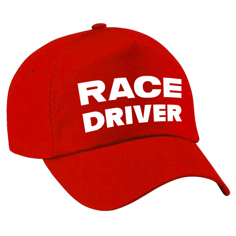 Race driver / auto coureur verkleed pet rood voor volwassenen