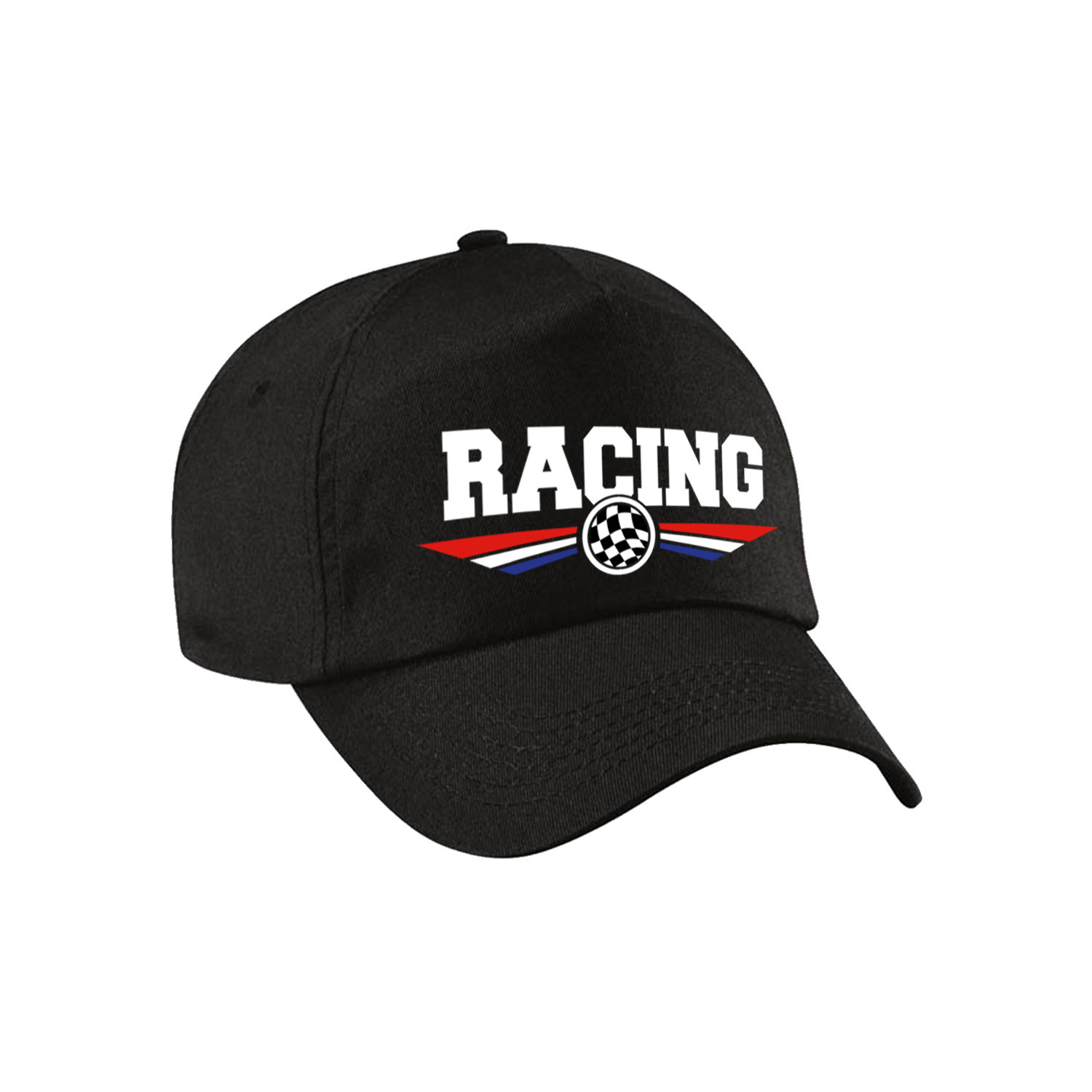 Racing coureur supporter pet / baseball cap met Nederlandse vlag zwart voor kinderen