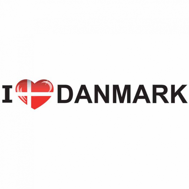 Reiskoffer sticker I Love Denmark