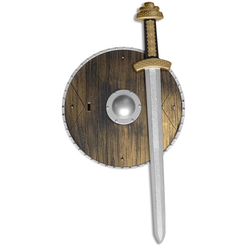 Ridder wapens set zwaard met schild goud/zwart volwassenen