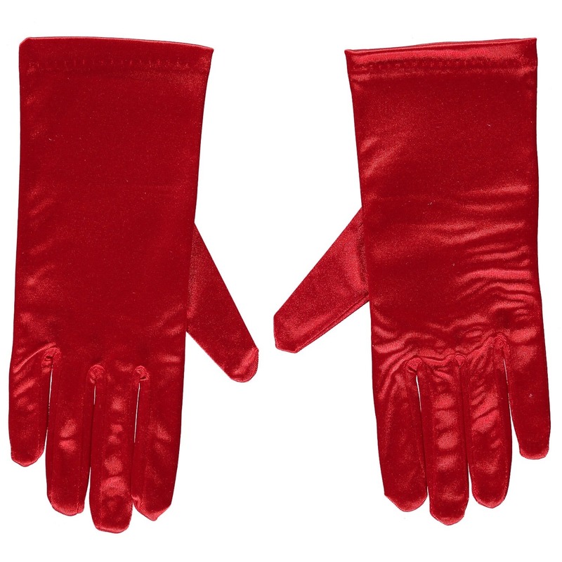 Rode gala handschoenen kort van satijn 20 cm