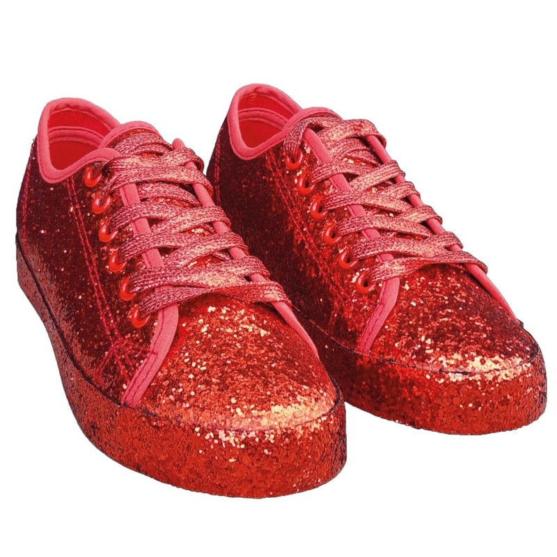 Rode glitter disco sneakers/schoenen voor dames