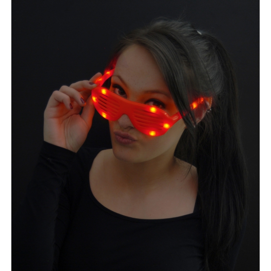 Rode lamellen bril met LED licht