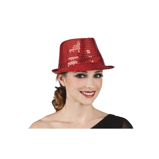 Rode party hoed met glitters
